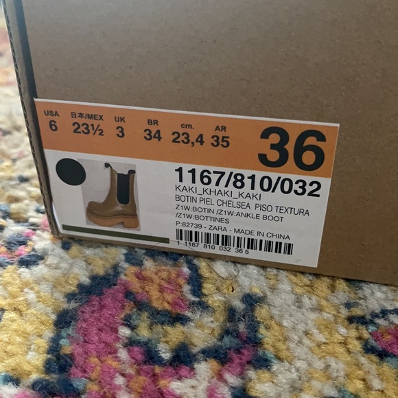 Zara flat leather chelsea ankle boots in khaki green - EU 36 / US 6 chunky sole - Picture 7 of 8